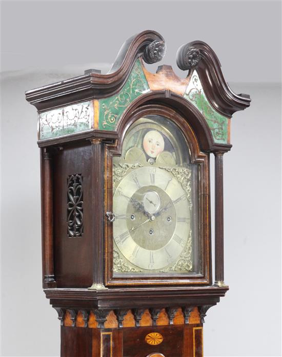 Monkhouse of Carlisle. A Regency inlaid mahogany musical longcase clock, 8ft 1in.